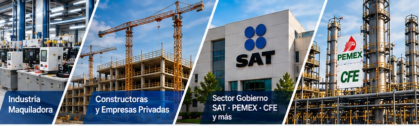 Sectores que atendemos: industria, constructoras y sector gobierno