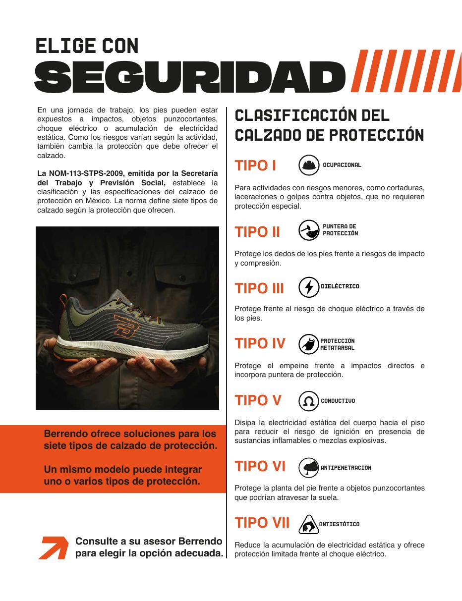 Clasificación del calzado de protección Berrendo